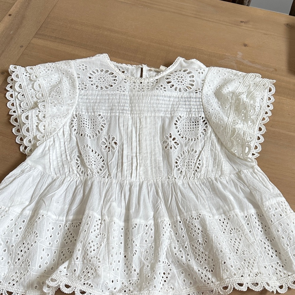 Anthropologie White Eyelet Blouse